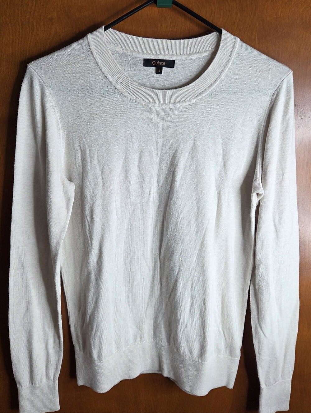 Quince Lightweight Cotton Cashmere Crew Sweater Heather Bone Size Small NWOT